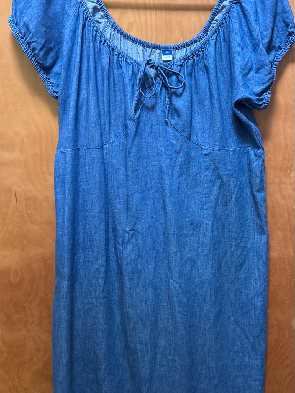 Old Navy Chambray Denim Blue Short-Sleeve Peasant Dress Women's XL